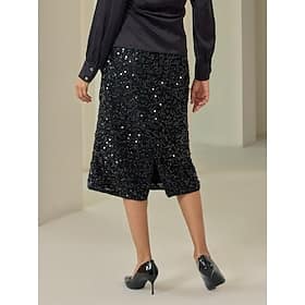 Sparkly Midi Sequined Black Skirts