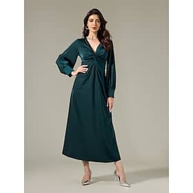 Satin Dark Green Twist Elegant Fashion Maxi Party Dress